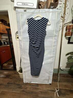 Size S bodycon nautical slenderizing midi datenight pencil dress